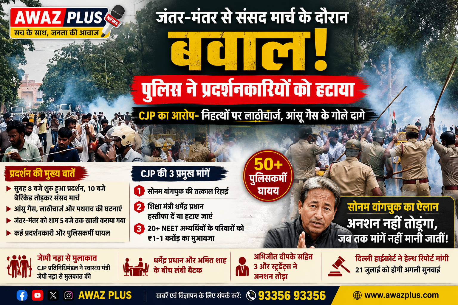 जंतर-मंतर से संसद मार्च के दौरान बवाल, पुलिस ने प्...