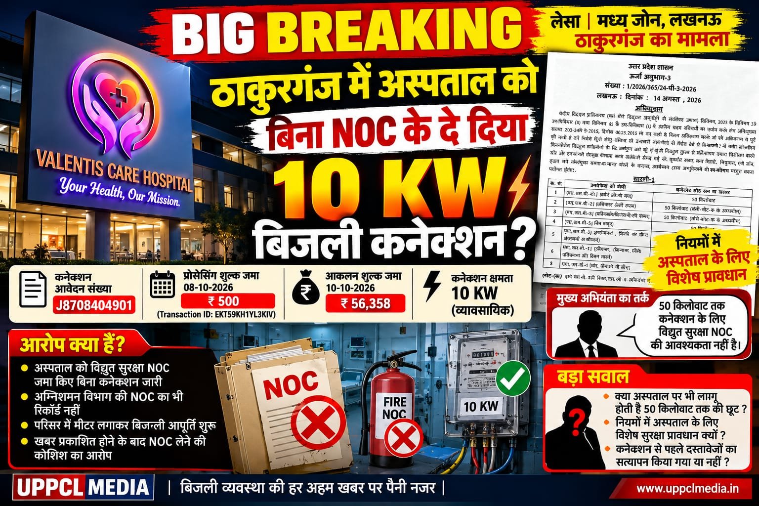 ठाकुरगंज में 10 किलोवाट कनेक्शन पर बड़ा सवाल:अस्पताल को विद्युत सुरक्षा NOC और फायर NOC के बिना बिजली देने का आरोप