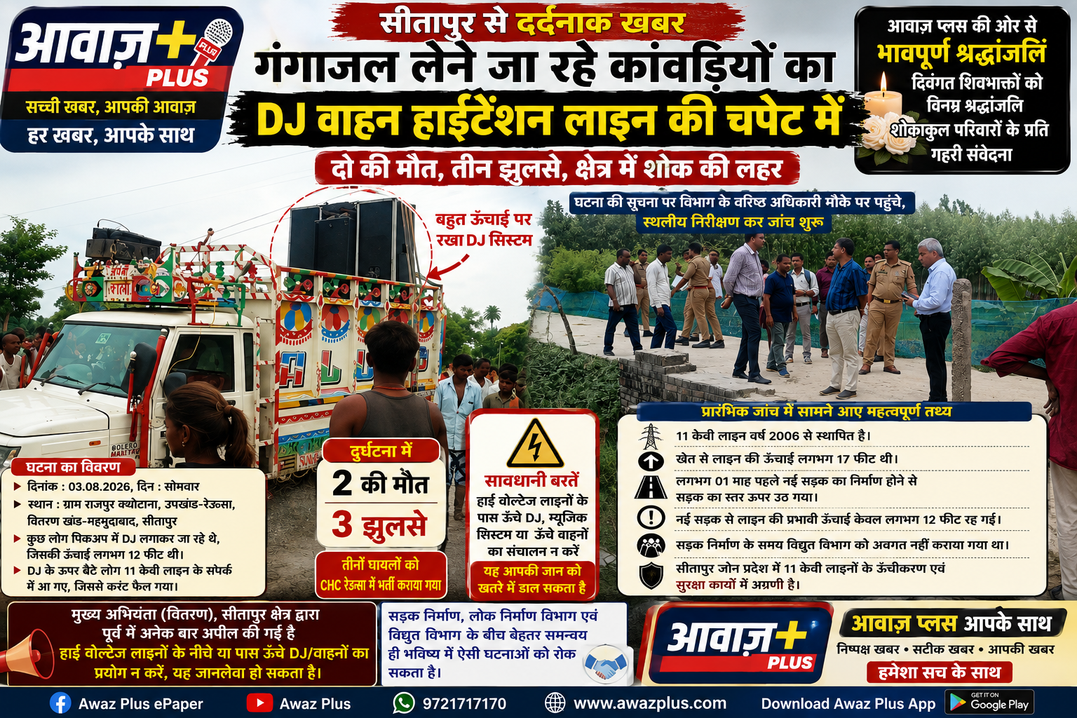 सीतापुर में 11 केवी लाइन ऊंचीकरण अभियान के बीच:नई सड़क बनने से बदली परिस्थितियां, विभाग ने तत्परता से की जांच